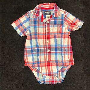 Red, White & Blue Plaid Onesie